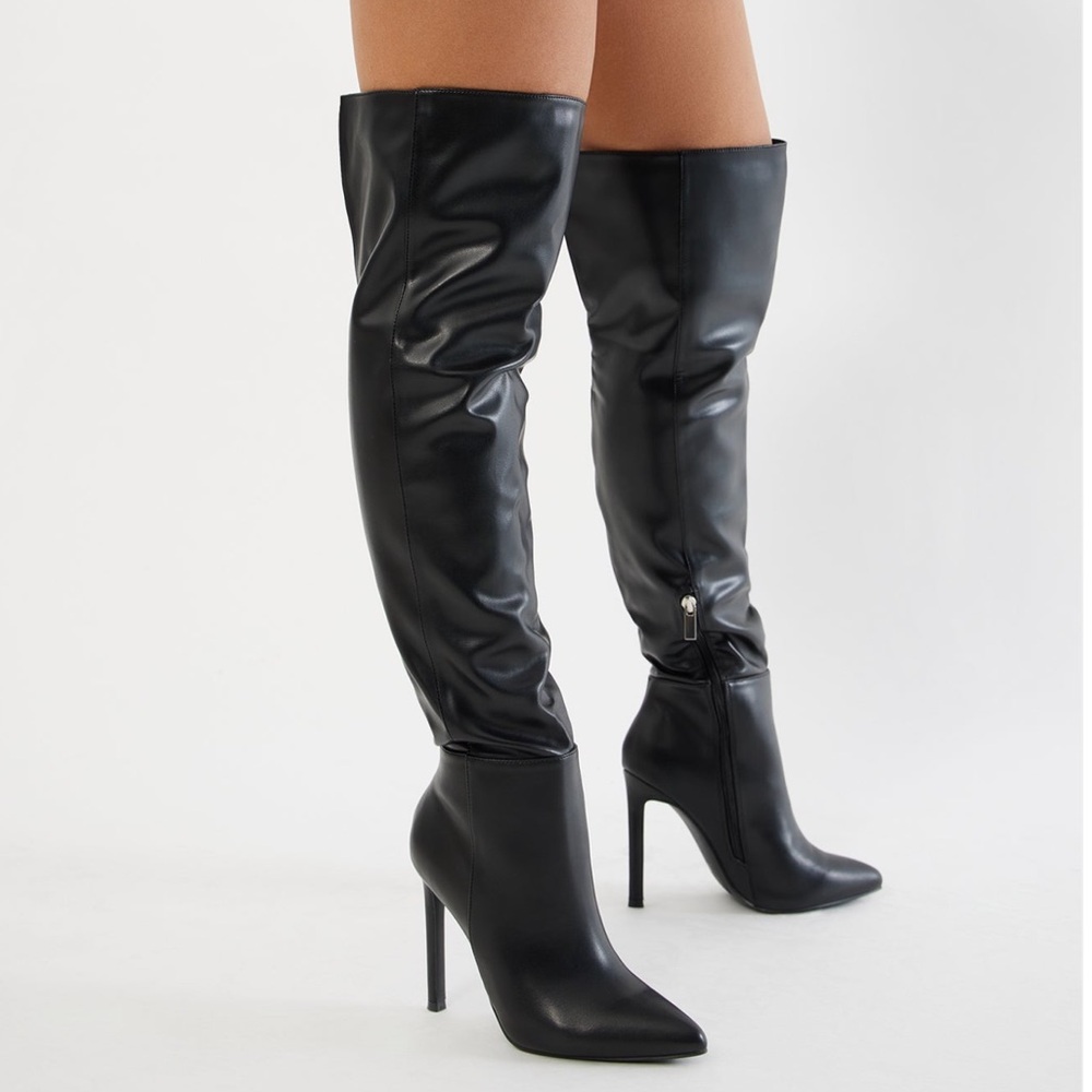 Fashion Nova Sleek Black Over-the-Knee Boots